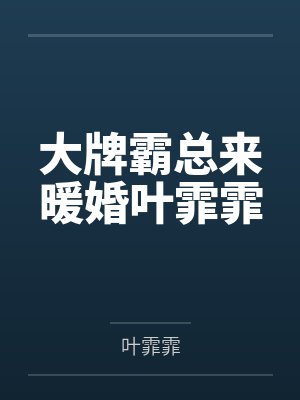 大牌霸总来暖婚叶霏霏封面