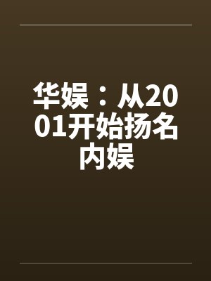 华娱：从2001开始扬名内娱封面