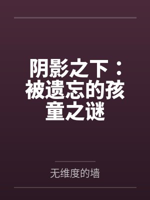 阴影之下：被遗忘的孩童之谜封面